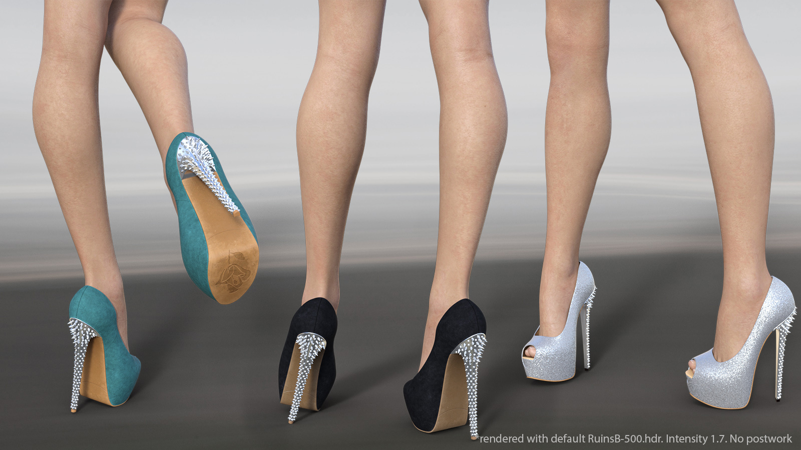 Peep Toe Platform Pumps with Spiked Heel for G8F and G8.1F | Daz 3D