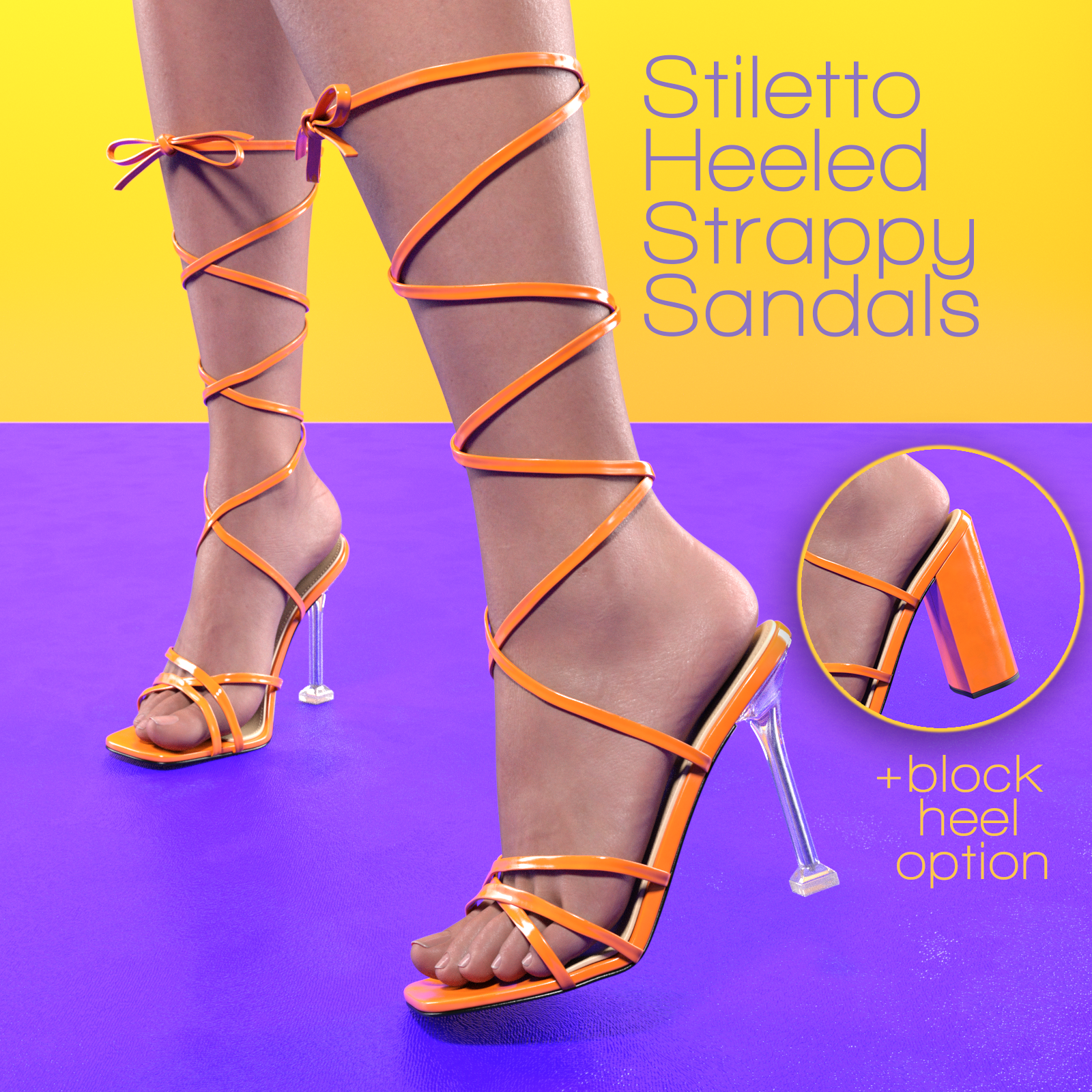 Stiletto Heeled Strappy Sandals for G8F&G9 by: devianttuna13, 3D Models by Daz 3D