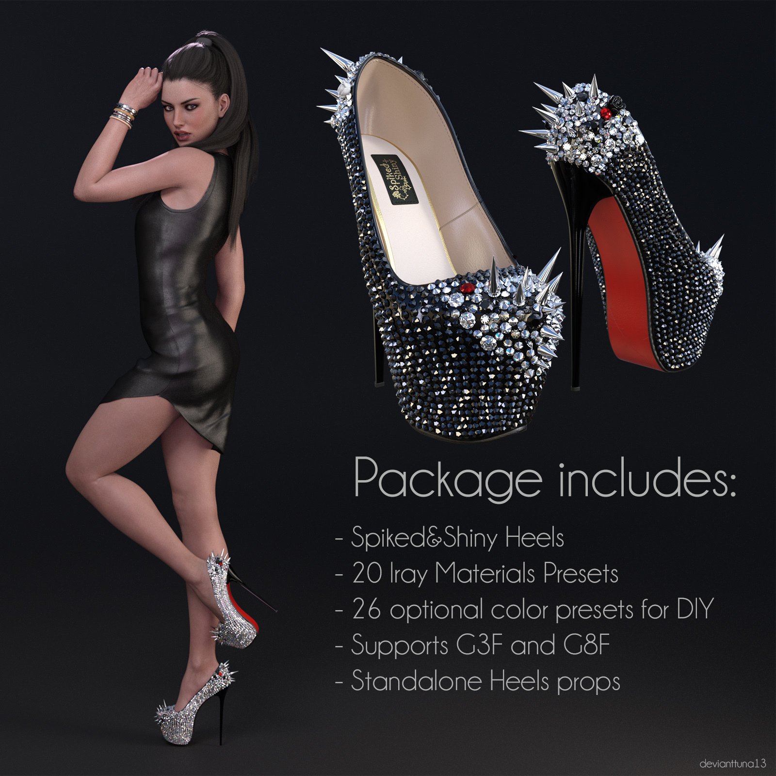 Spiked&Shiny Heels by: devianttuna13, 3D Models by Daz 3D