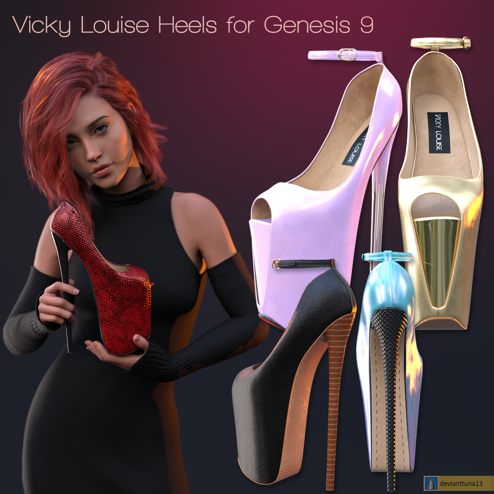 Vicky Louise Heels for Genesis 9 by: devianttuna13, 3D Models by Daz 3D