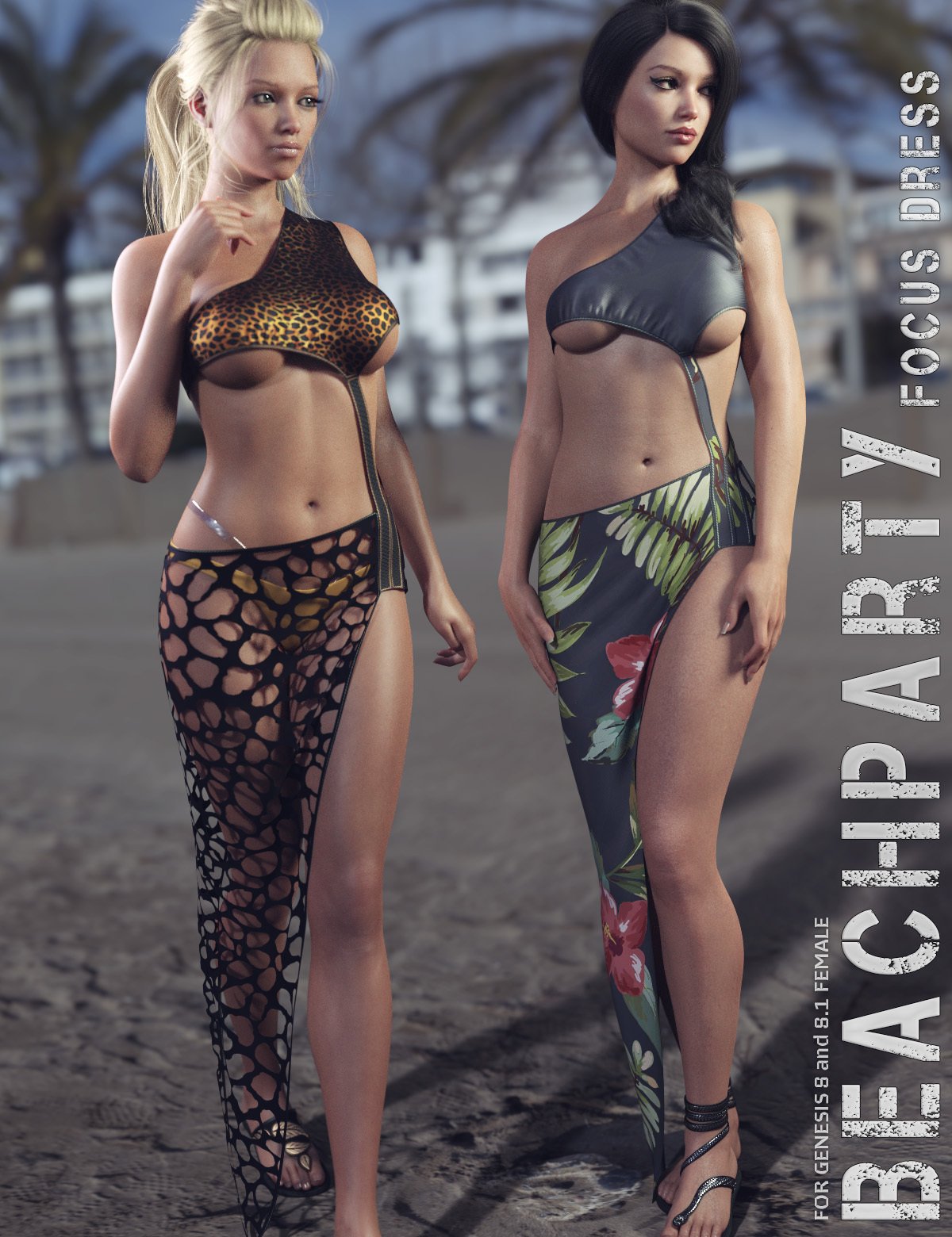 Beach Party for dForce Focus Dress by: Lilflame, 3D Models by Daz 3D