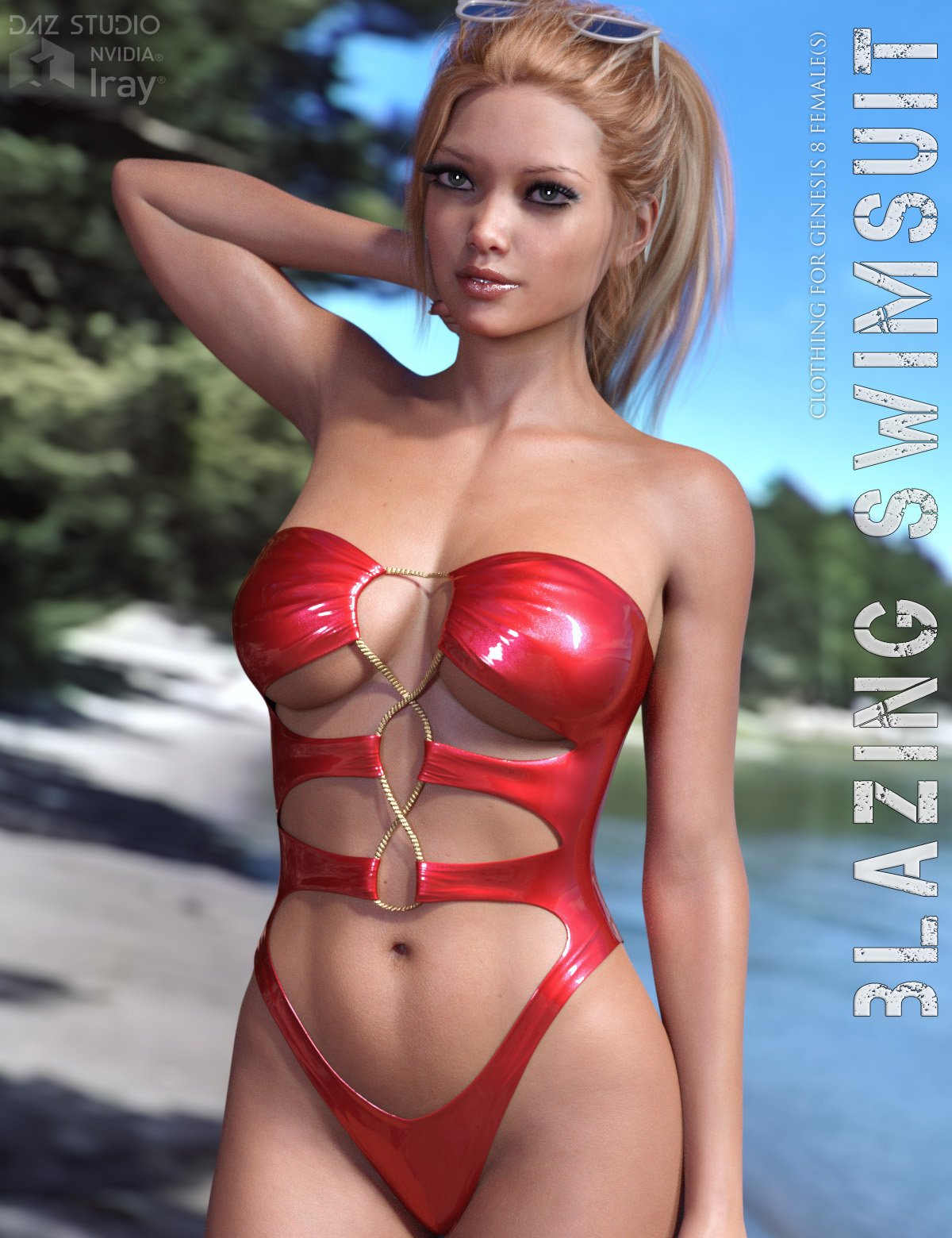 Blazing Swimsuit for Genesis 8 Females by: Lilflame, 3D Models by Daz 3D