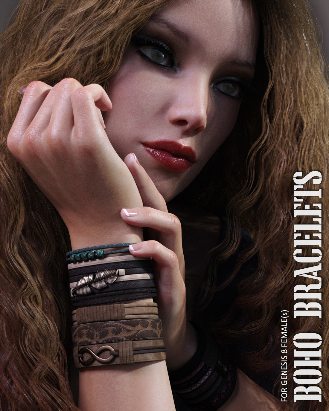 Boho Bracelets for Genesis 8 Females by: Lilflame, 3D Models by Daz 3D