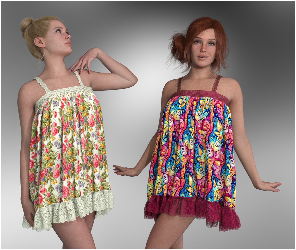 dForce - Alba Dress for G8Fs & G9 by: Lully, 3D Models by Daz 3D