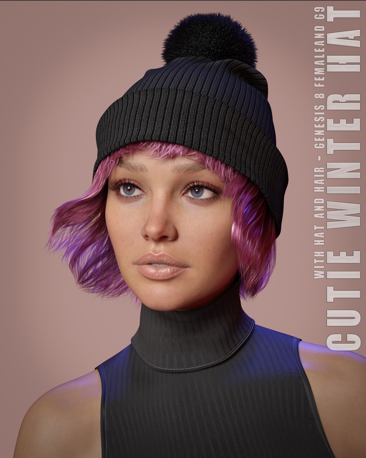 Cutie Winter Hat Genesis 8-8.1F and G9 by: Lilflame, 3D Models by Daz 3D