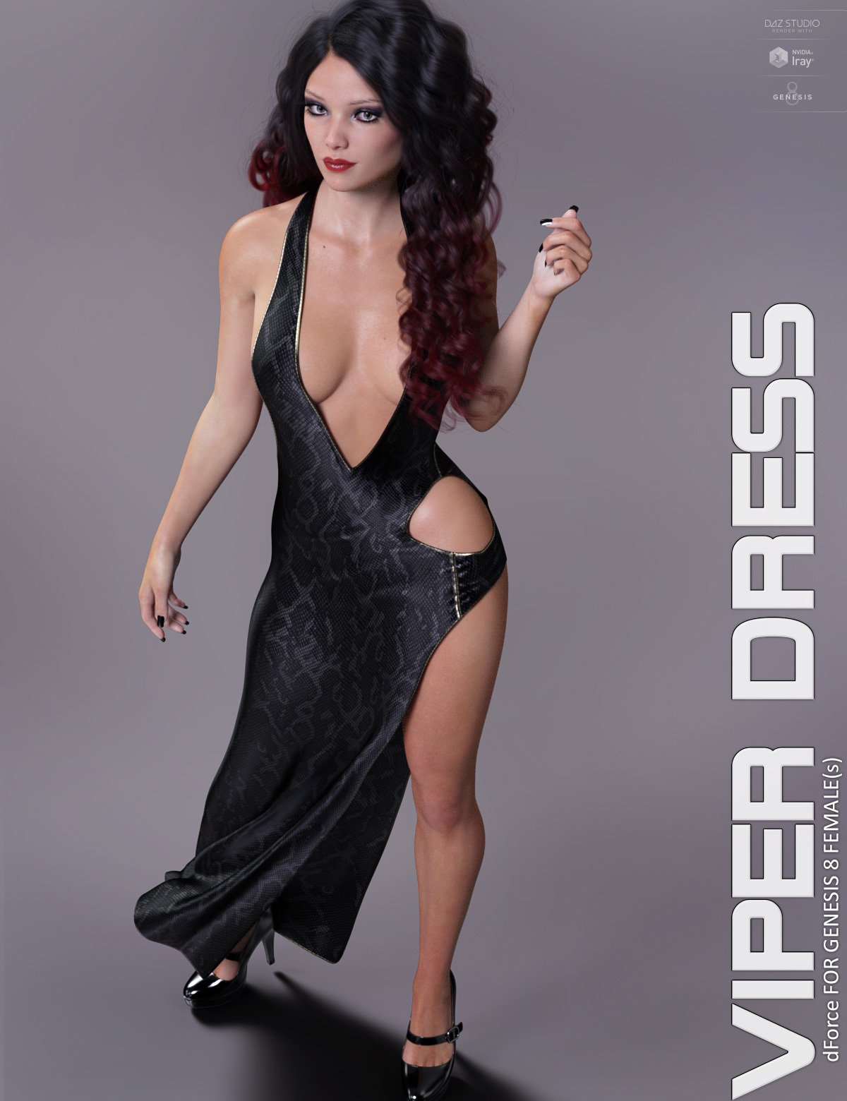 dForce Viper Dress for Genesis 8 Females by: Lilflame, 3D Models by Daz 3D