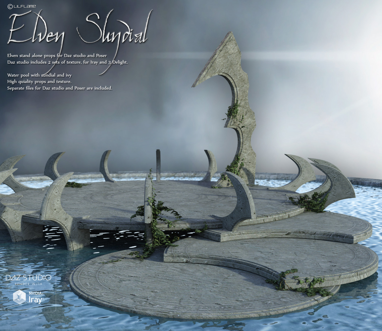Elven Sundial by: Lilflame, 3D Models by Daz 3D