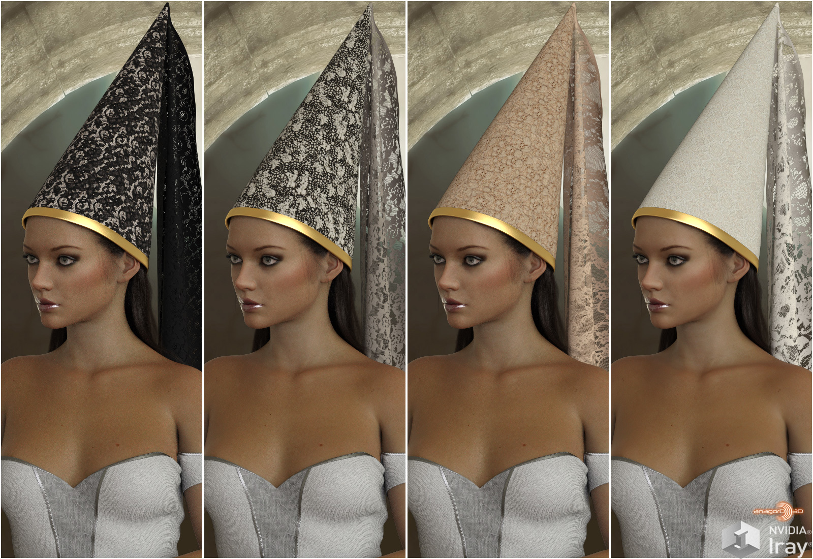 VERSUS - dForce Medieval Headpieces for Genesis 8 Female(s) by: Anagord, 3D Models by Daz 3D