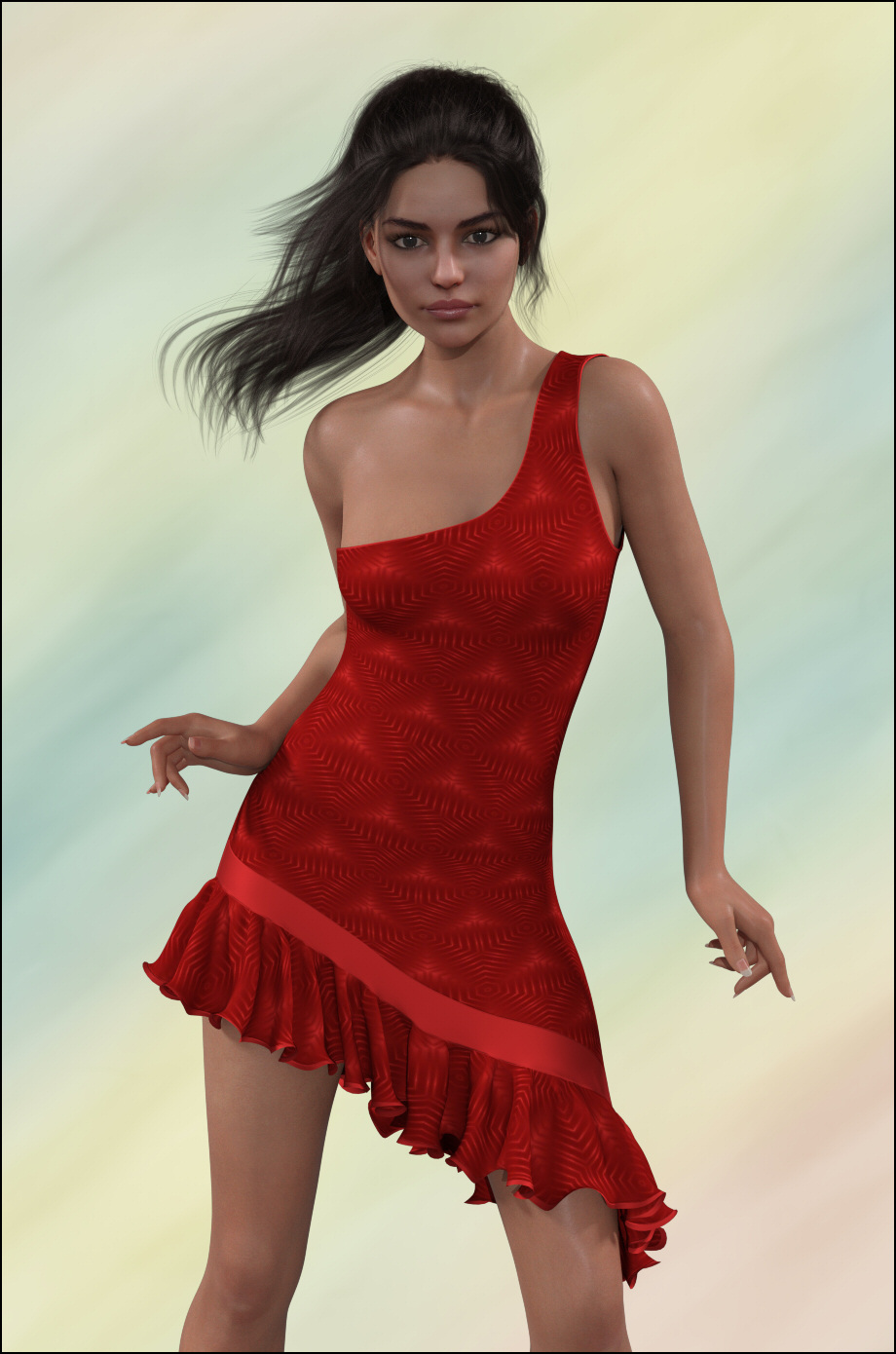 dForce - Asymmetric Dress by: Lully, 3D Models by Daz 3D