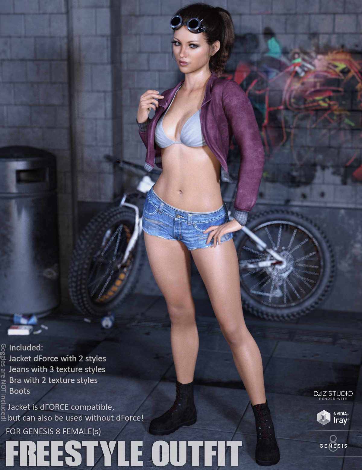 Freestyle Outfit for Genesis 8 Females by: Lilflame, 3D Models by Daz 3D