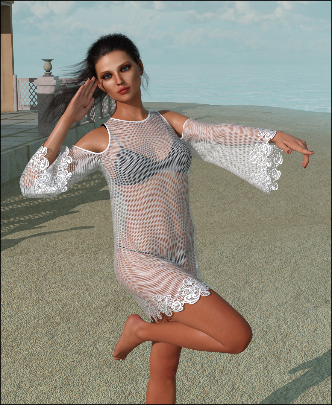 dForce - Beach Dress for G8F by: Lully, 3D Models by Daz 3D
