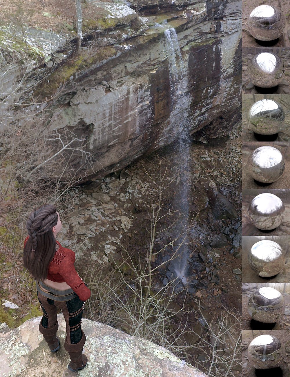 Orestes Iray HDRI Environments - Foggy Woods Falls by: Orestes Graphics, 3D Models by Daz 3D