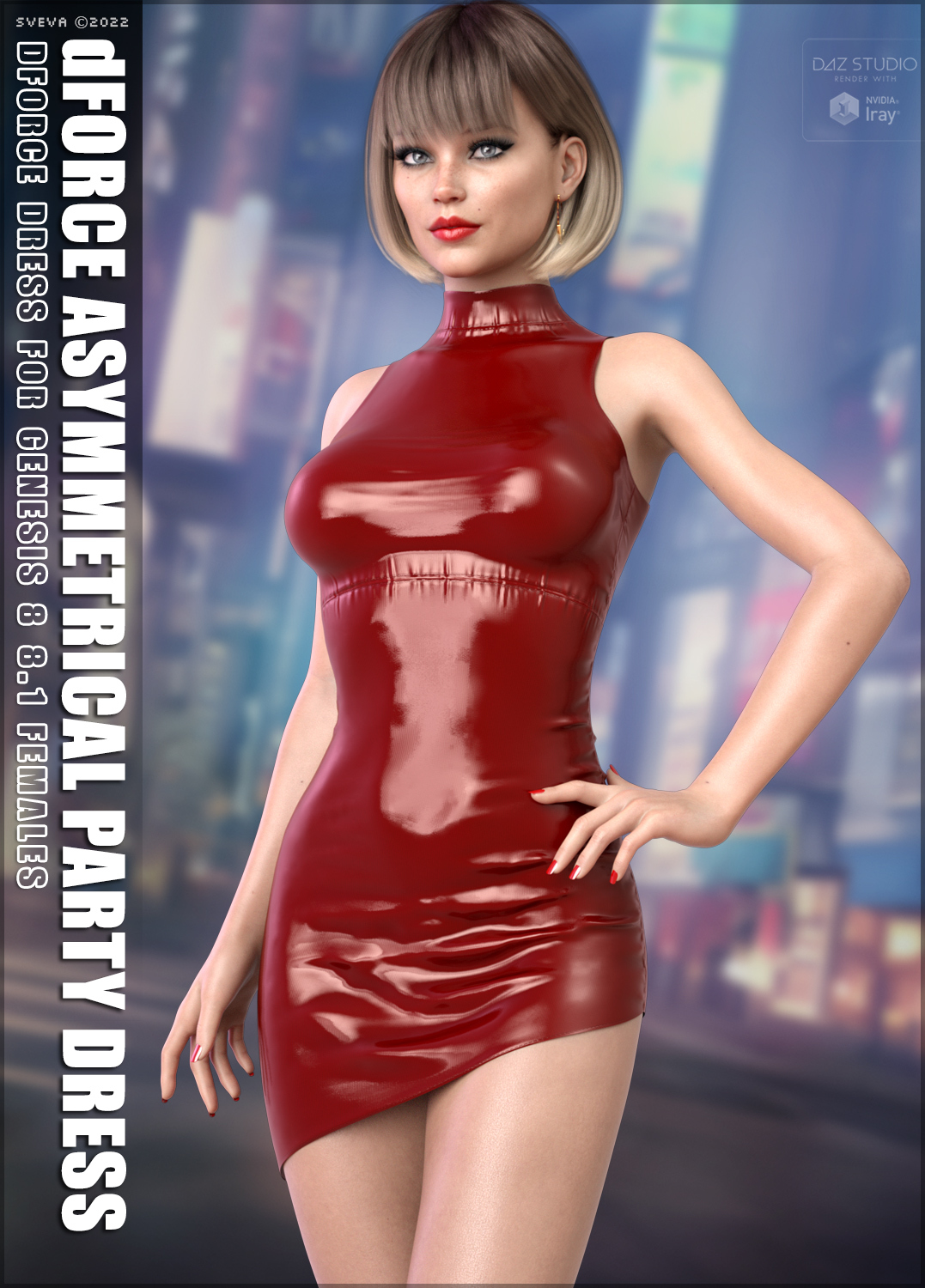 dForce Asymmetrical Party Dress G8G8.1F by: Sveva, 3D Models by Daz 3D