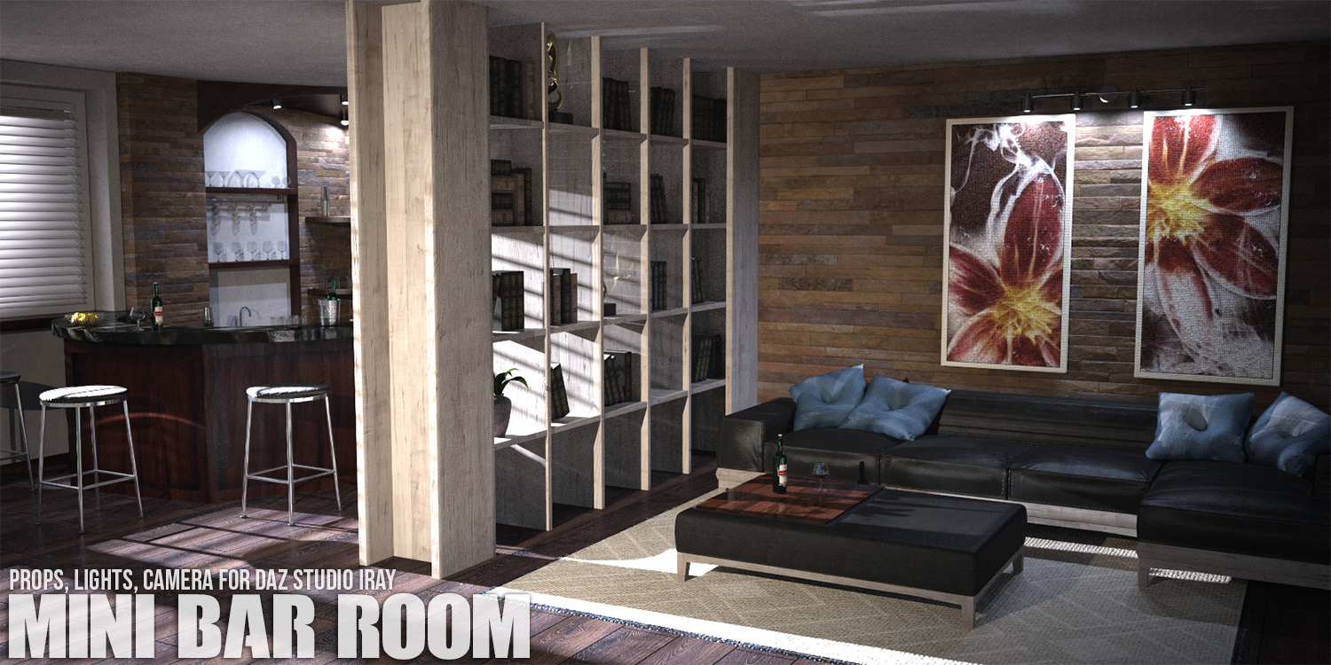 Mini Bar Room Daz Studio by: Lilflame, 3D Models by Daz 3D
