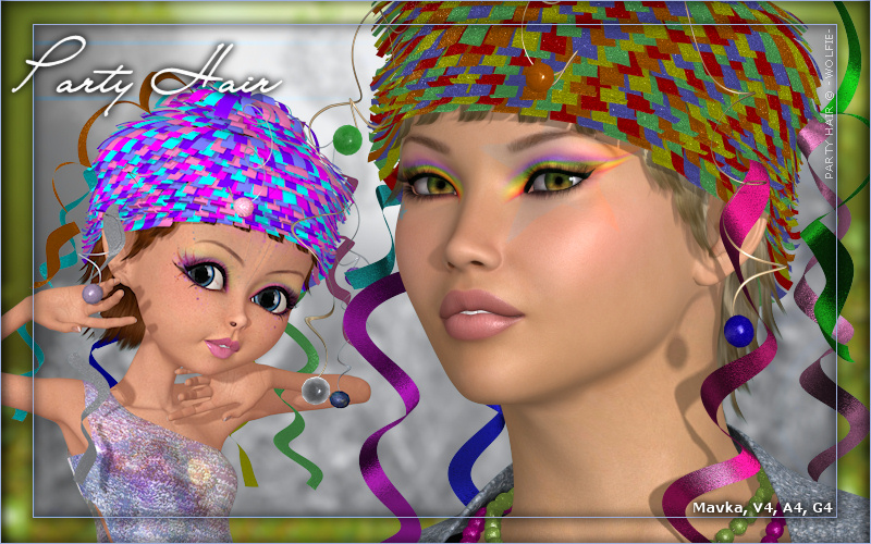 Party Hair by: ~Wolfie~, 3D Models by Daz 3D