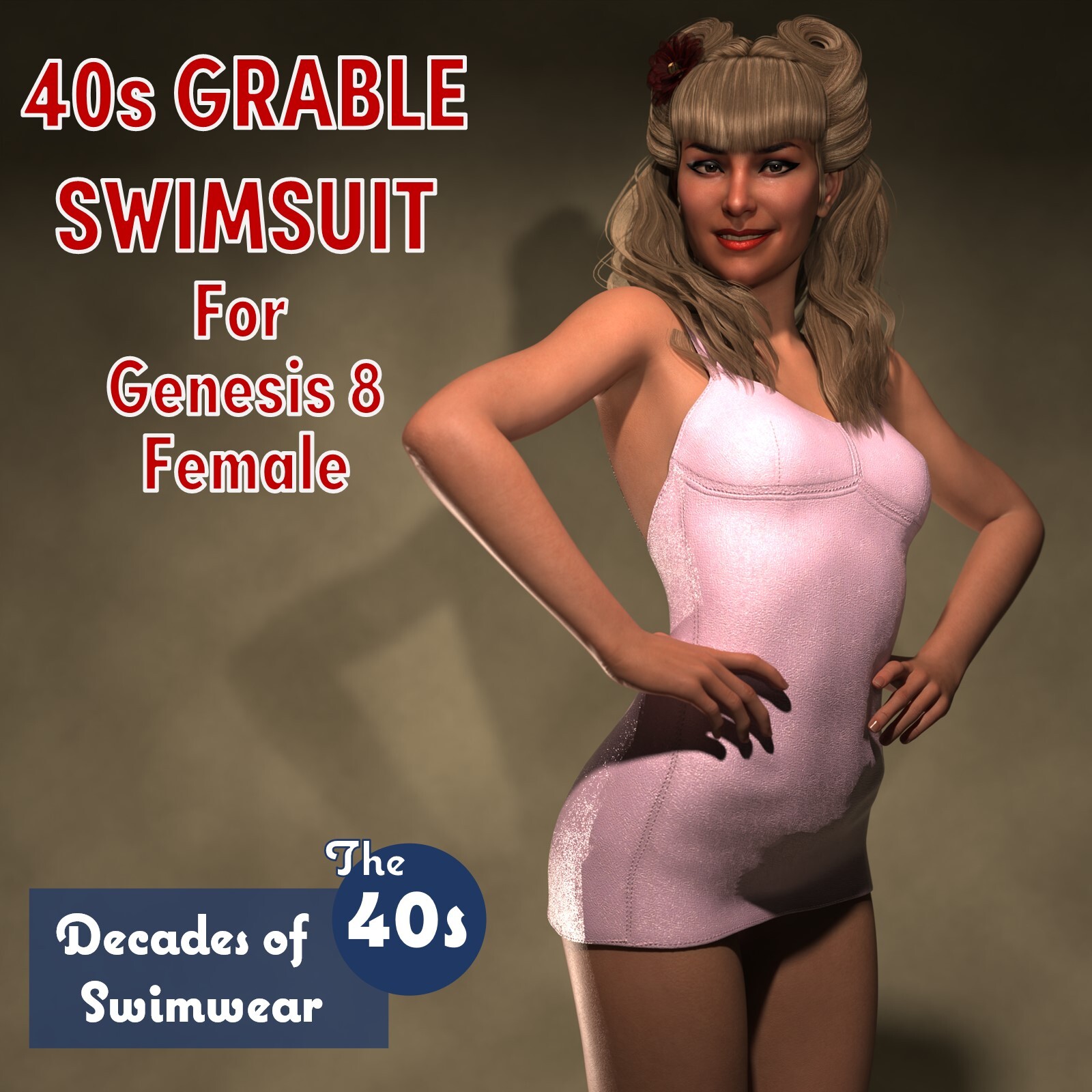 40s Grable Swimsuit - Decades of Swimwear, The 40s by: Chris Cox, 3D Models by Daz 3D