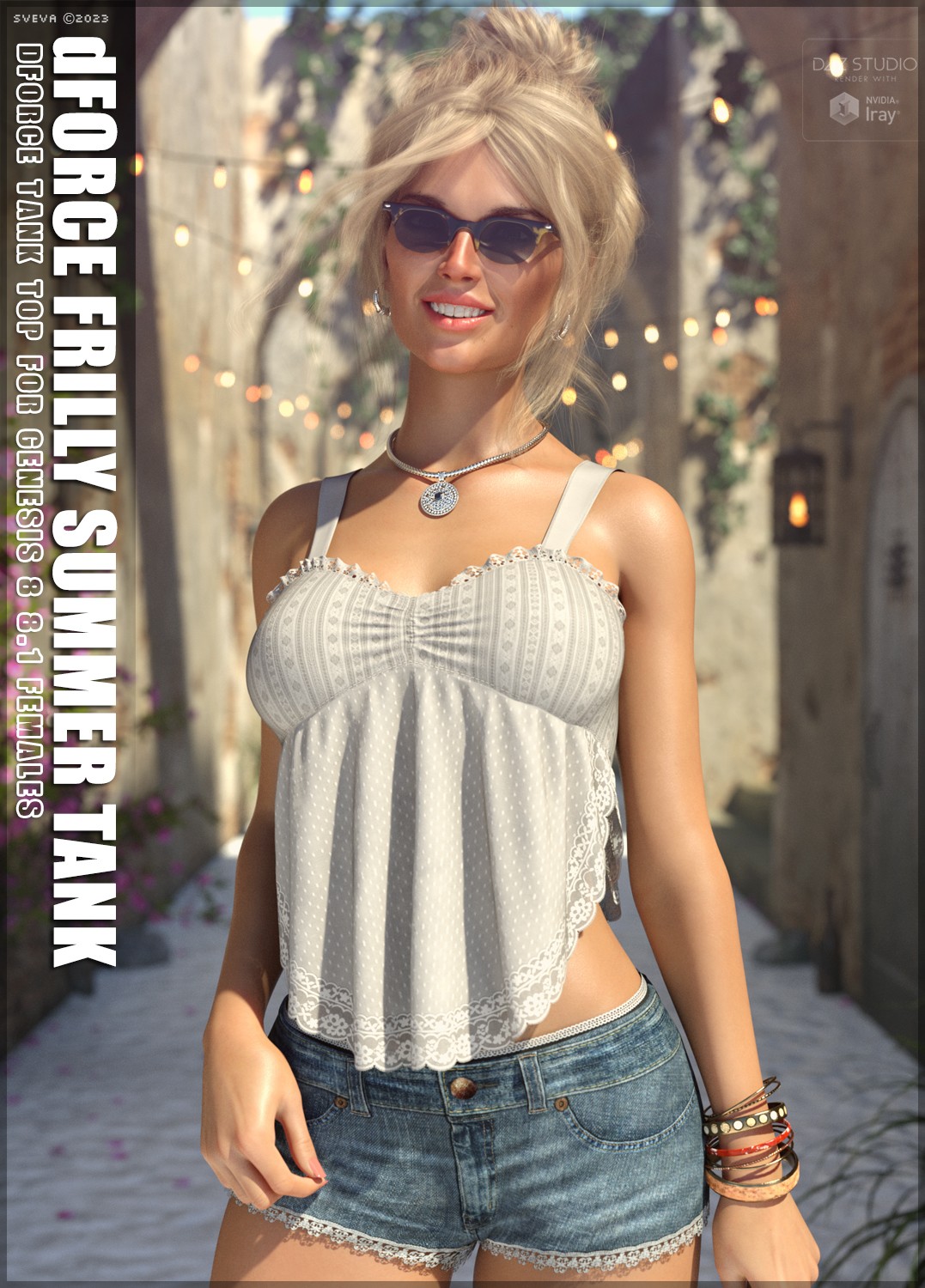 dForce Frilly Summer Tank G8G8.1F by: Sveva, 3D Models by Daz 3D