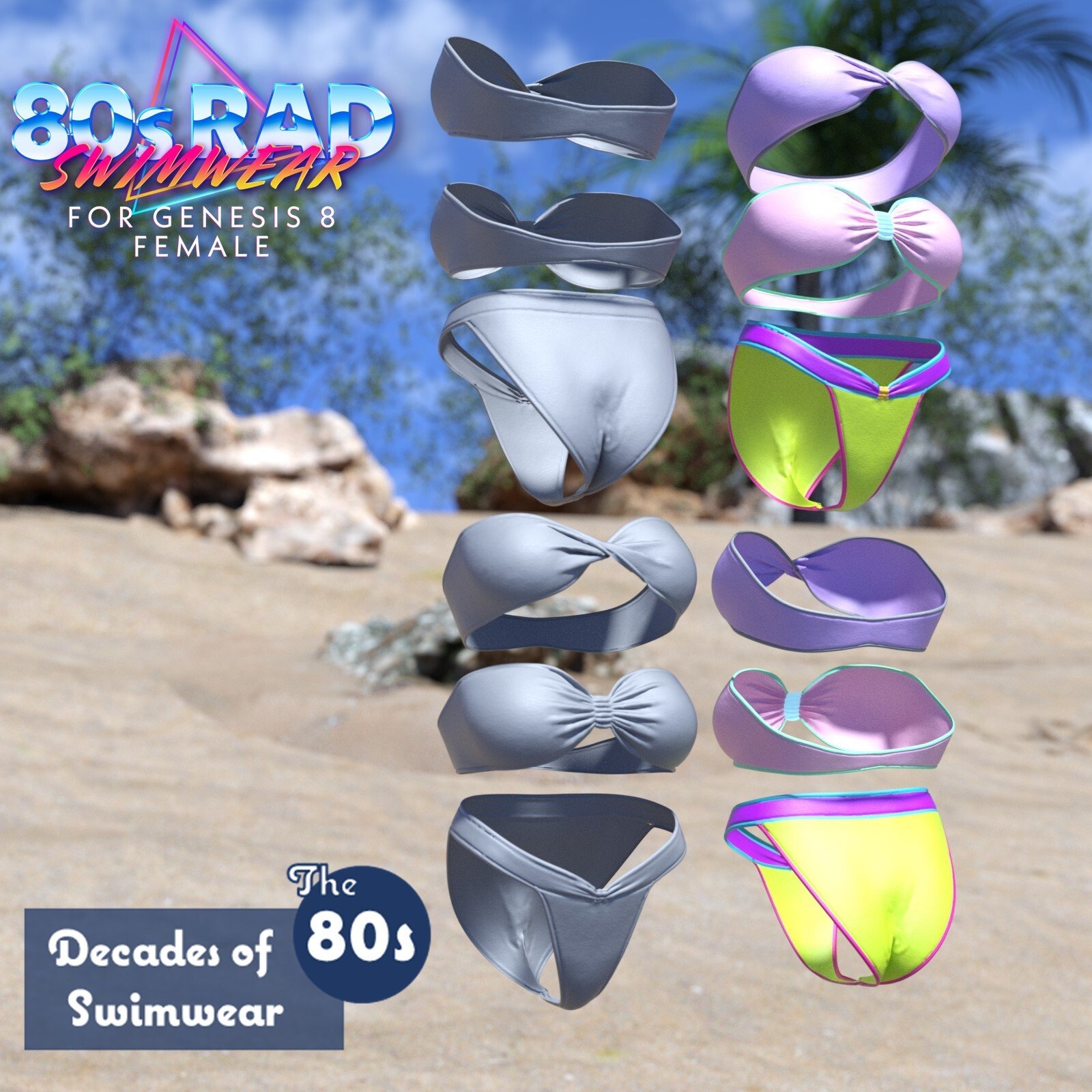 80s Rad Swimwear - Decades of Swimwear, The 80s | Daz 3D