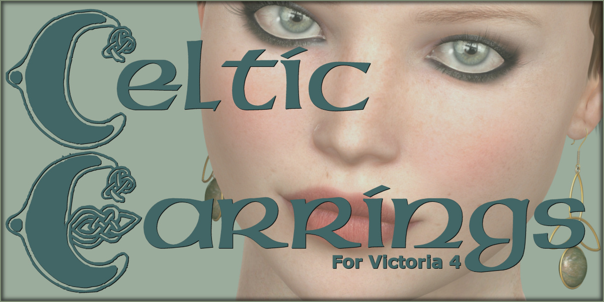 Celtic Earrings V4 by: ~Wolfie~, 3D Models by Daz 3D