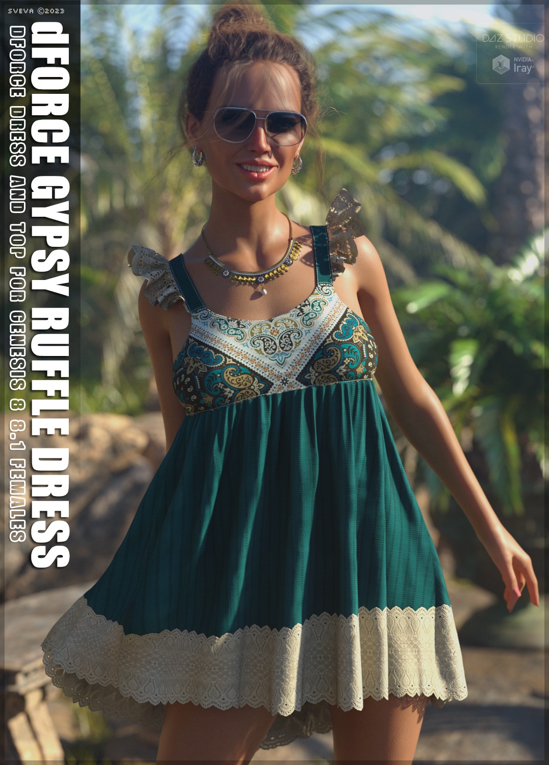 dForce Gypsy Ruffles Dress G8G8.1F by: Sveva, 3D Models by Daz 3D