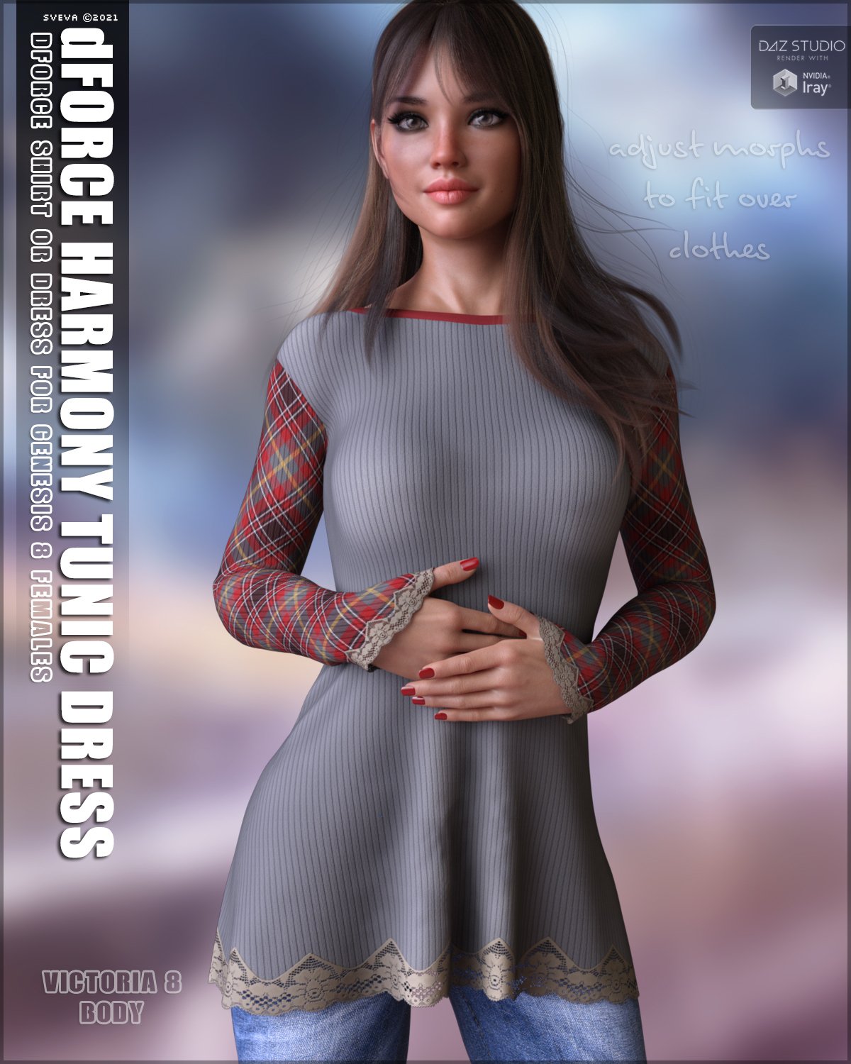 dForce Harmony Tunic Dress G8F by: Sveva, 3D Models by Daz 3D