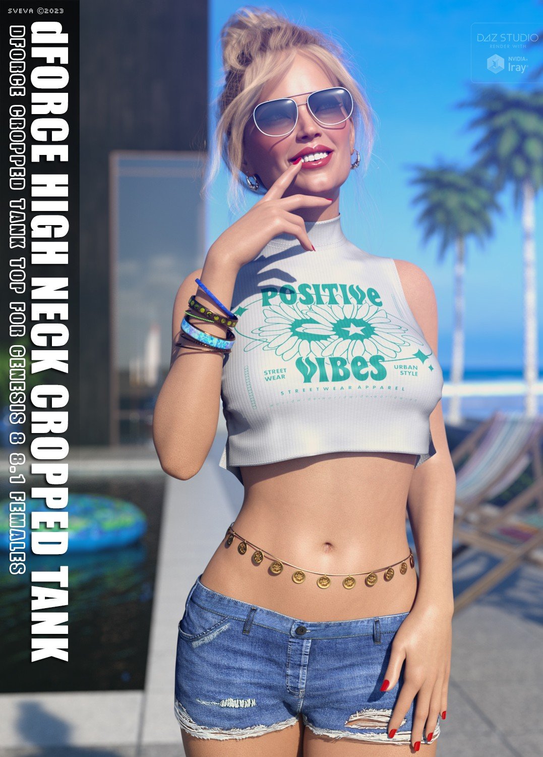 dForce High Neck Cropped Tank G8G8.1F | Daz 3D