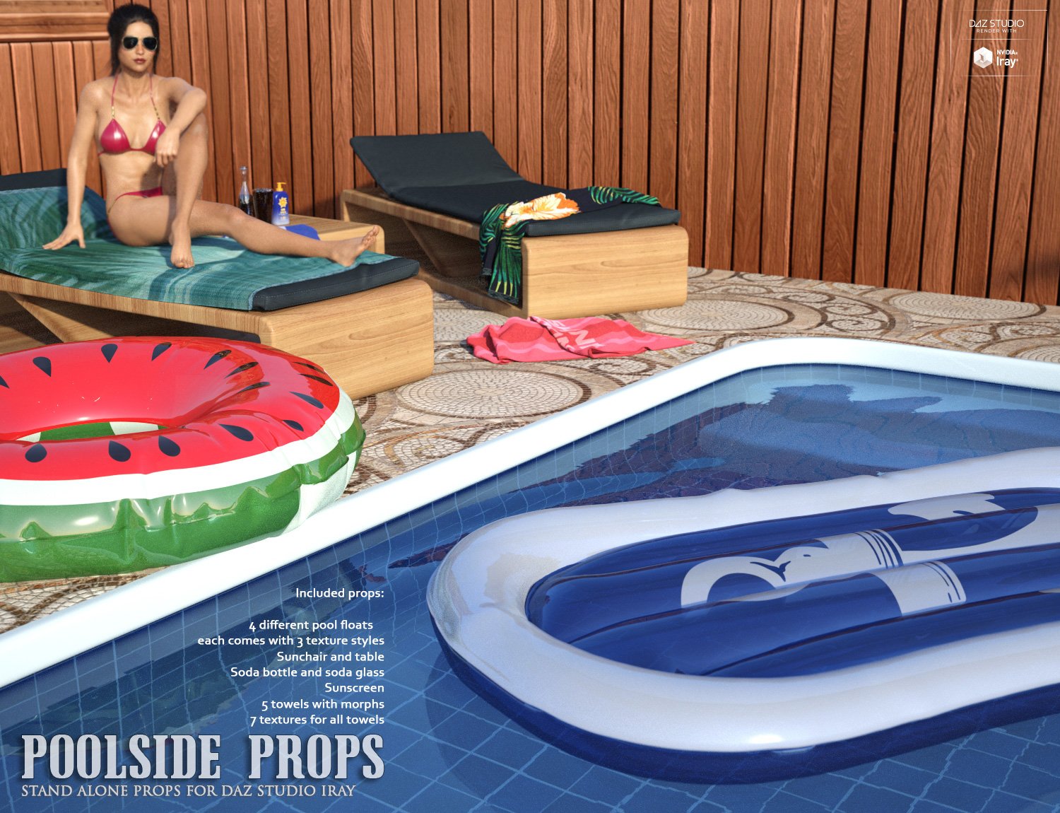 Poolside Props Daz Studio by: Lilflame, 3D Models by Daz 3D