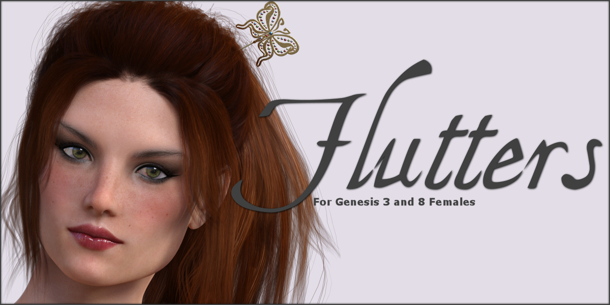 Flutters Hair Pins for G3F G8F by: ~Wolfie~, 3D Models by Daz 3D