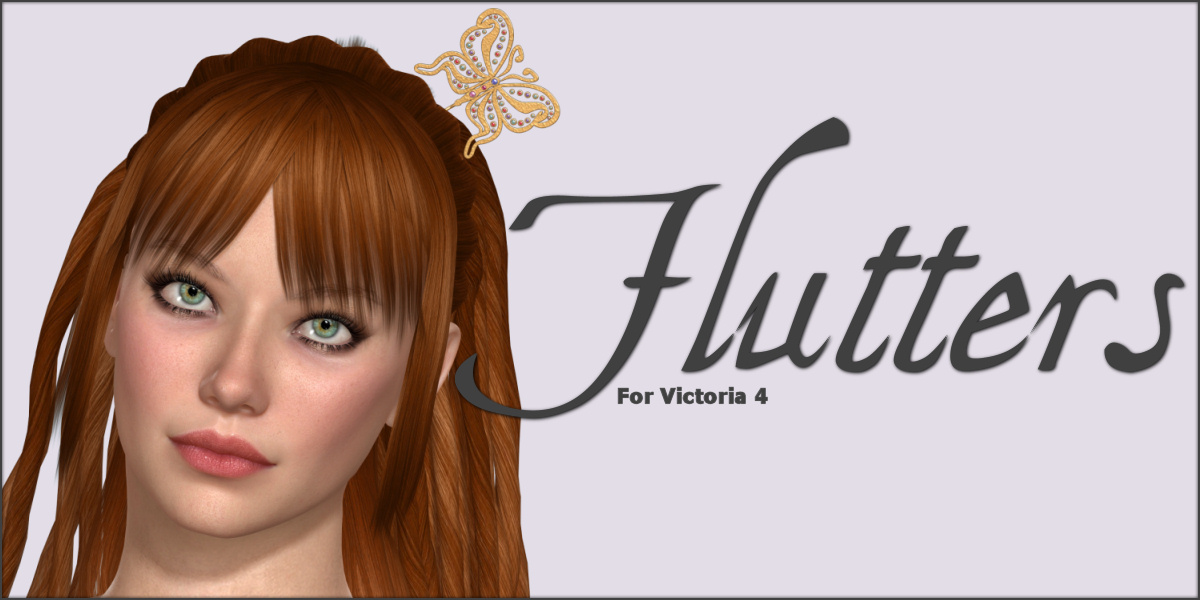 Flutters Hair Pins for V4 by: ~Wolfie~, 3D Models by Daz 3D