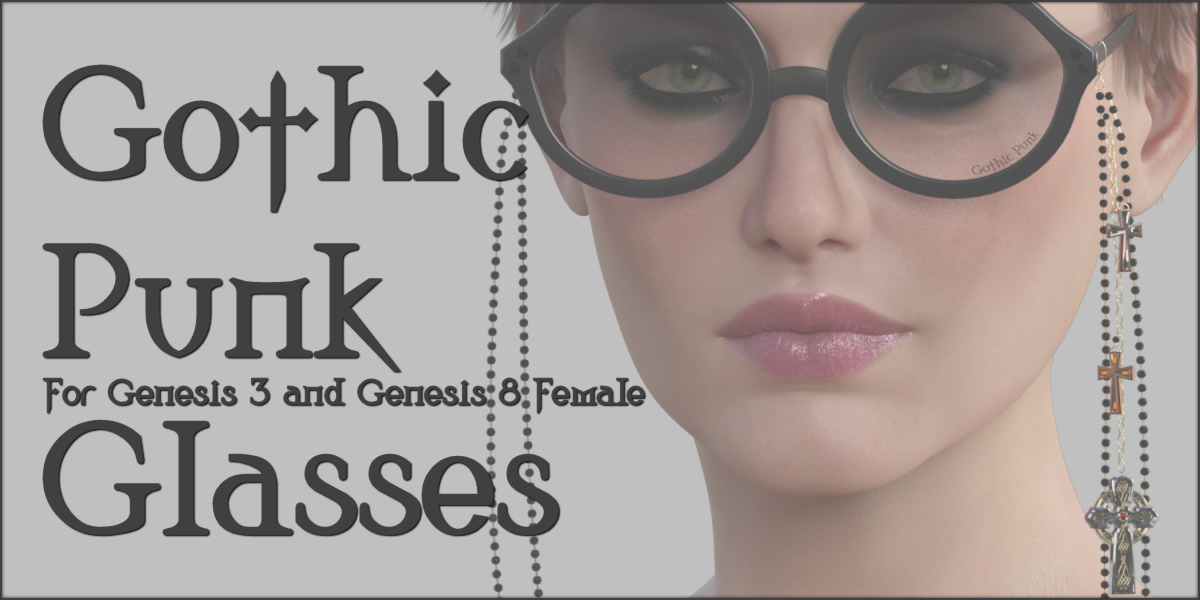 Gothic Punk Glasses G3F G8F Daz by: ~Wolfie~, 3D Models by Daz 3D