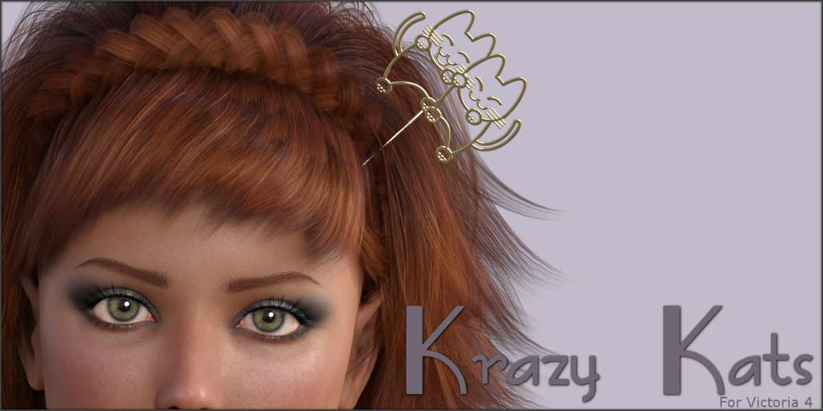 Krazy Kats Hairpins V4 by: ~Wolfie~, 3D Models by Daz 3D