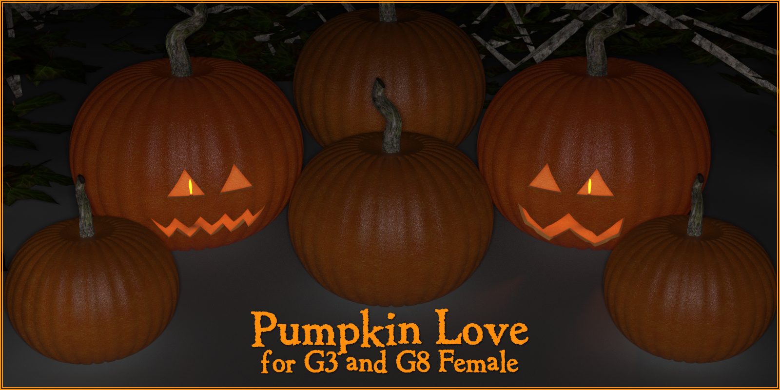 Pumpkin Love G3F & G8F by: ~Wolfie~, 3D Models by Daz 3D