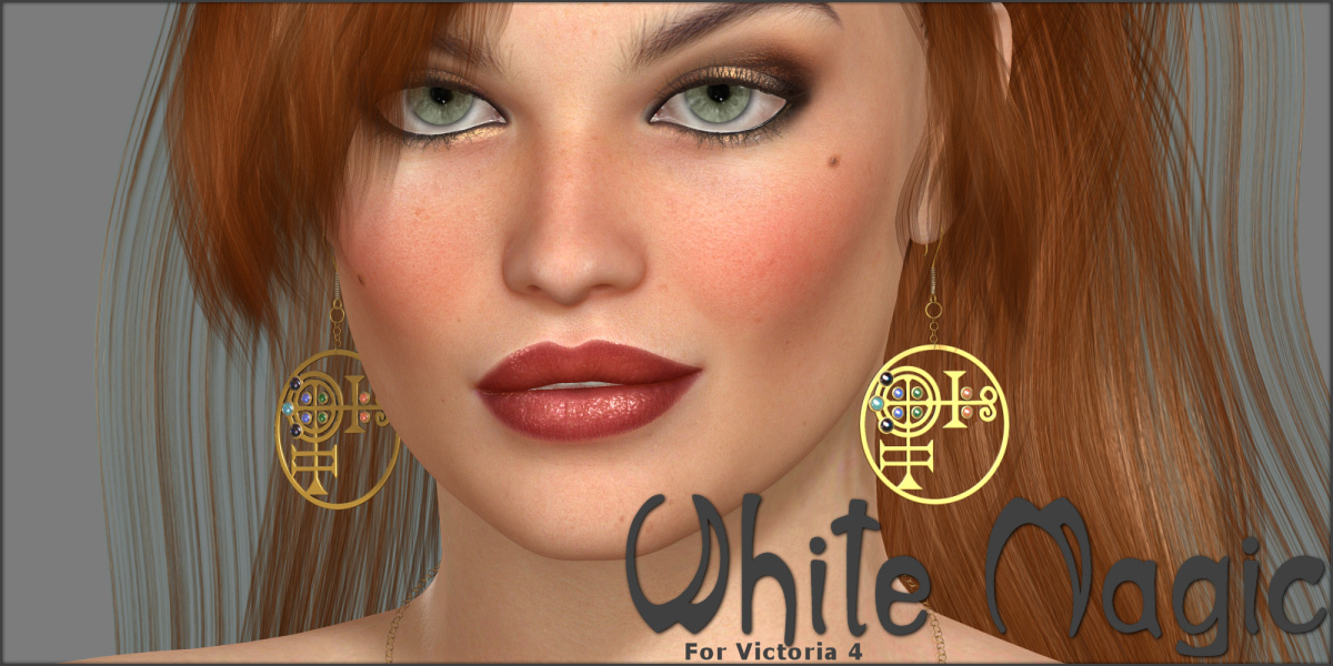 White Magic Earrings and Necklace for V4 by: ~Wolfie~, 3D Models by Daz 3D