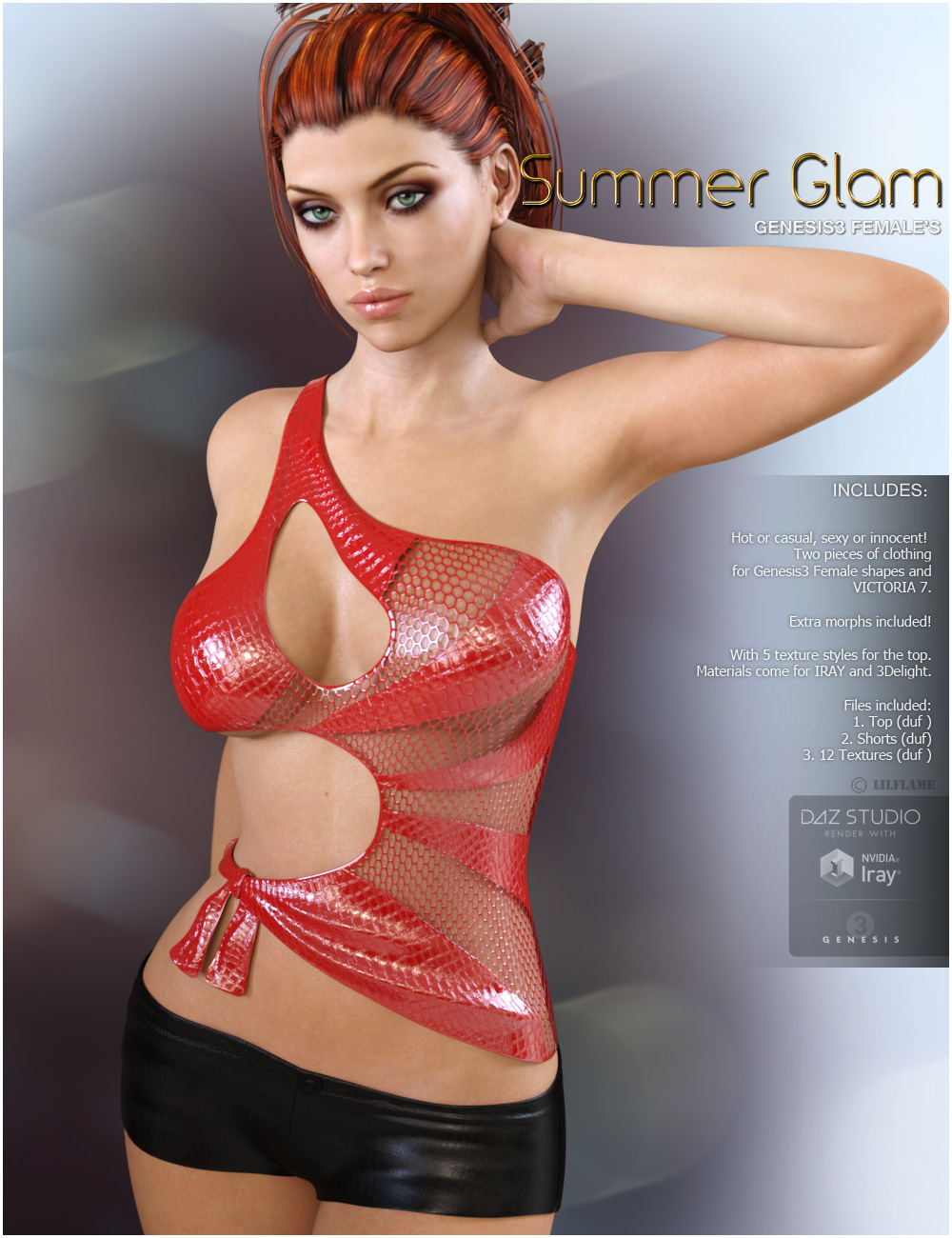 Summer Glam for Genesis 3 Females by: Lilflame, 3D Models by Daz 3D