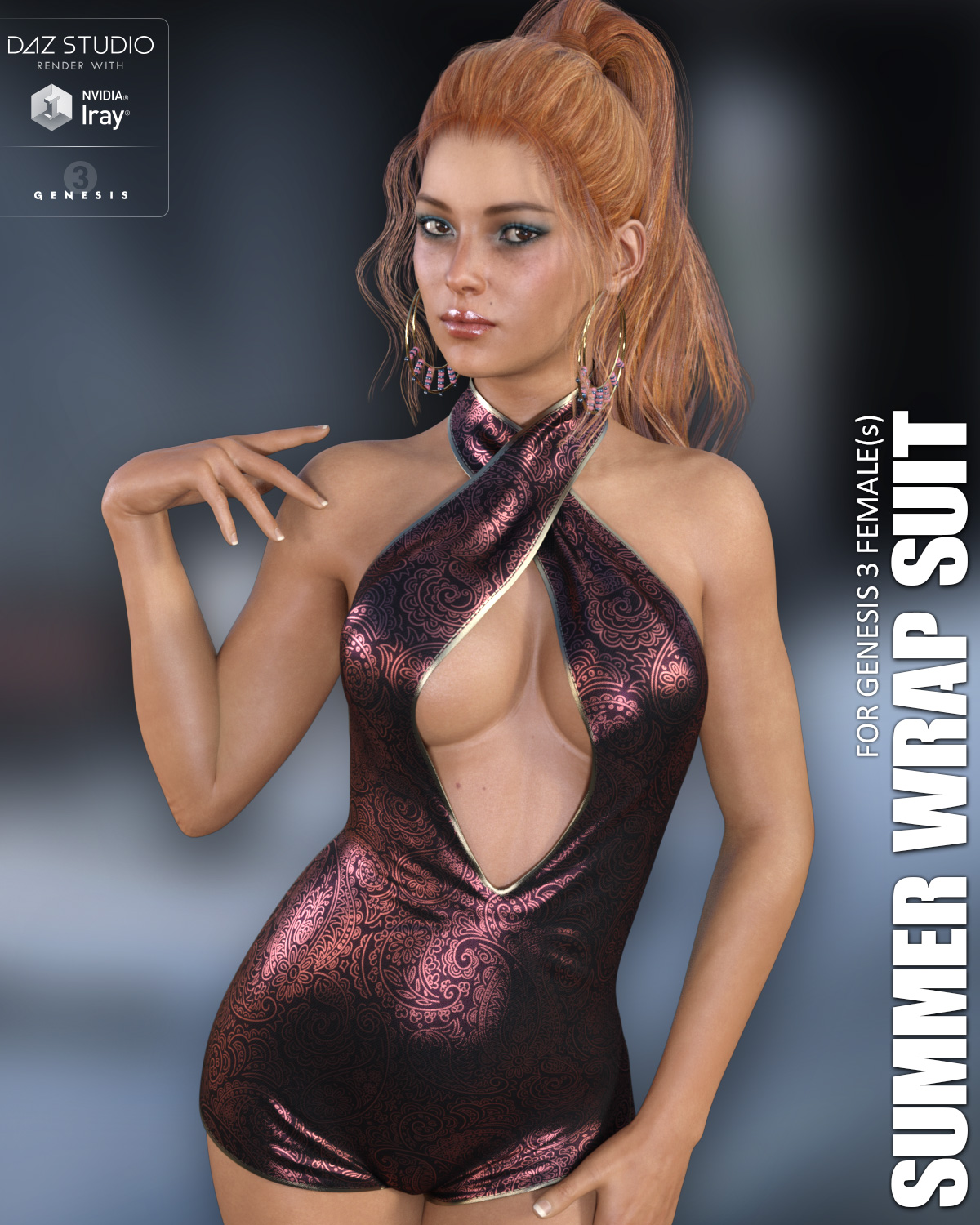 Summer Wrap Suit for Genesis 3 Females by: Lilflame, 3D Models by Daz 3D