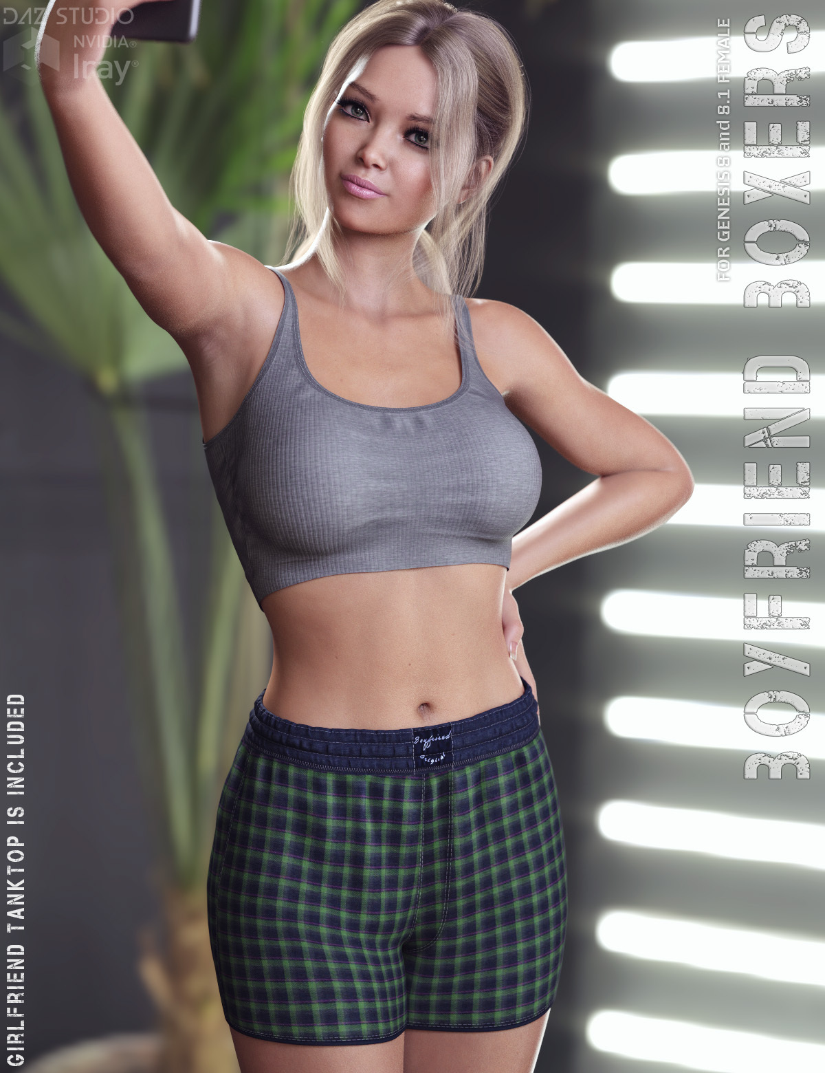 dForce Boyfriend Boxers for Genesis 8 and 8.1 Female by: Lilflame, 3D Models by Daz 3D