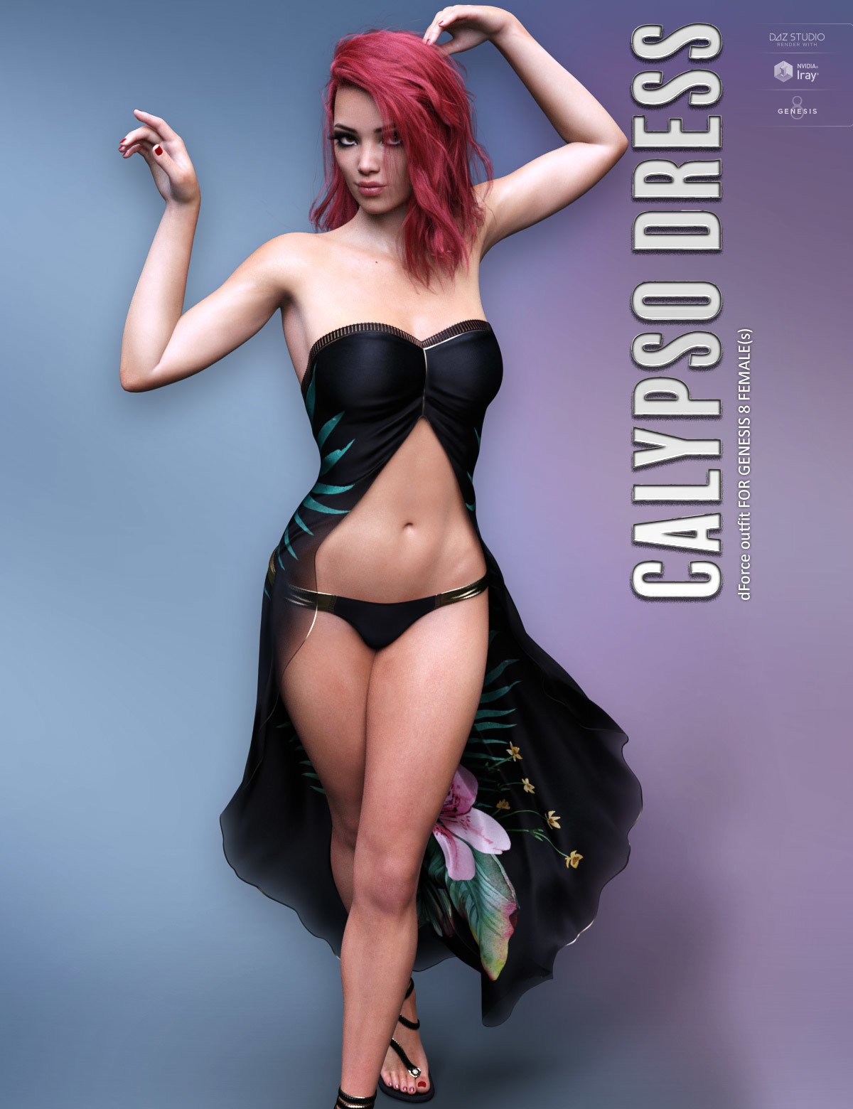 dForce Calypso Dress for Genesis 8 Females by: Lilflame, 3D Models by Daz 3D