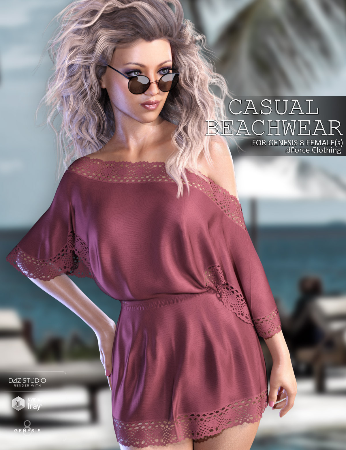 dForce Casual Beachwear for Genesis 8 Females by: Lilflame, 3D Models by Daz 3D