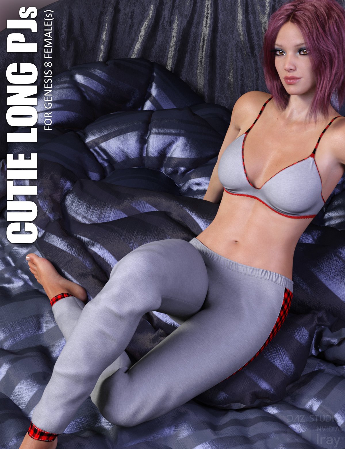 dForce Cutie Long PJs for Genesis 8 Females by: Lilflame, 3D Models by Daz 3D
