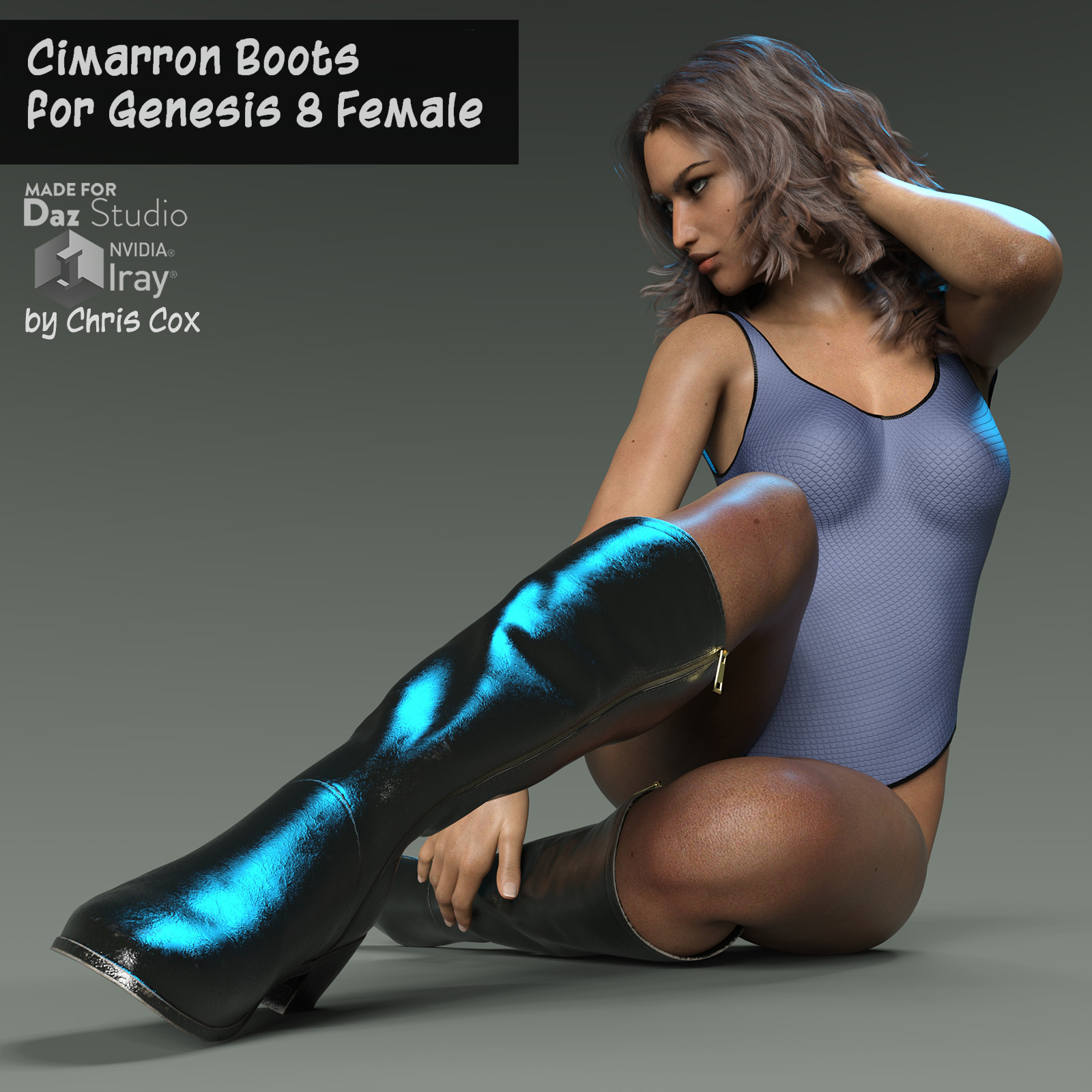 Cimarron Boots for G8F by: Chris Cox, 3D Models by Daz 3D