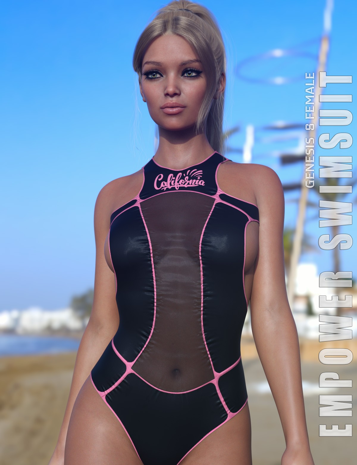 dForce Empower Swimsuit for Genesis 8 and 8.1F by: Lilflame, 3D Models by Daz 3D
