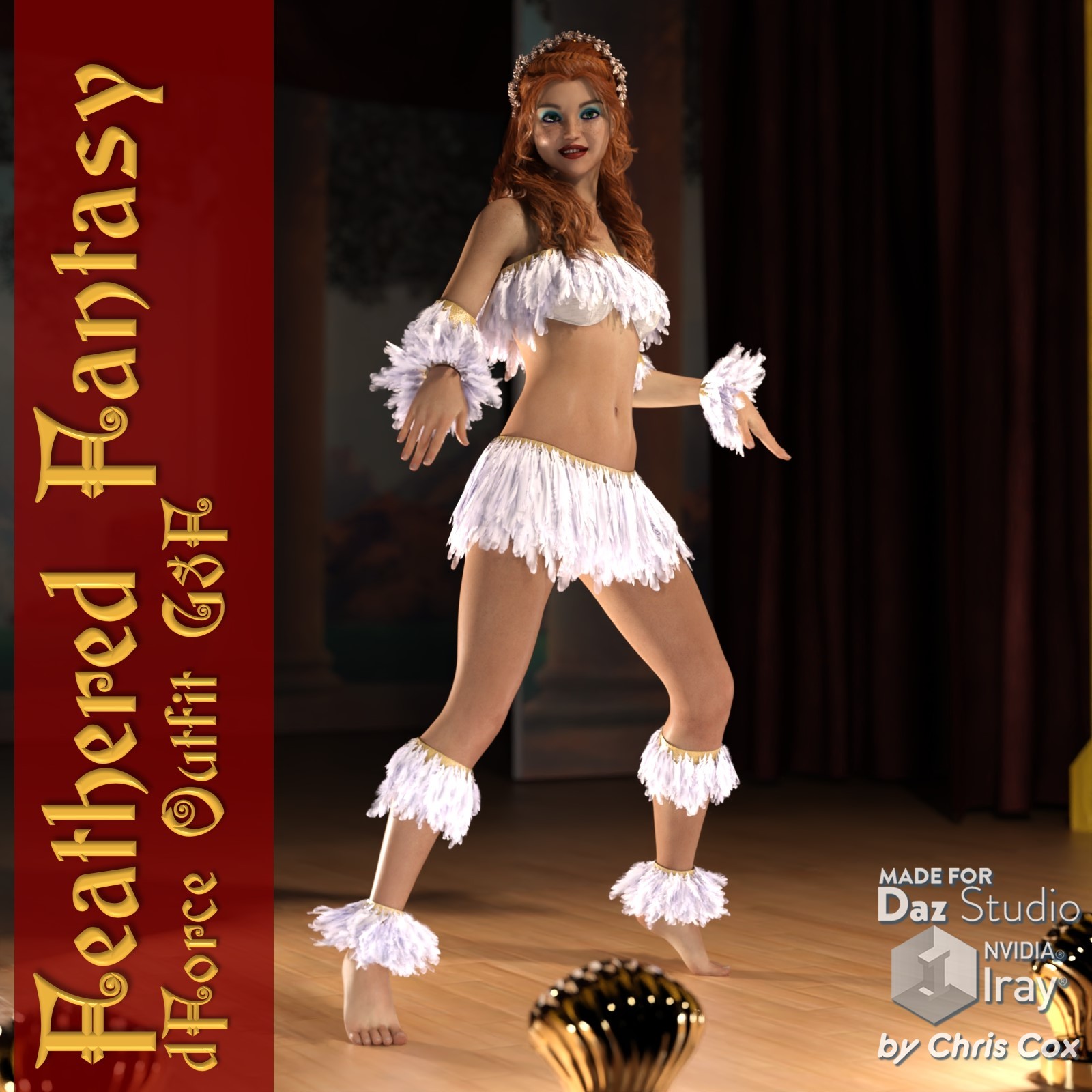 Feathered Fantasy Outfit for G8F by: Chris Cox, 3D Models by Daz 3D