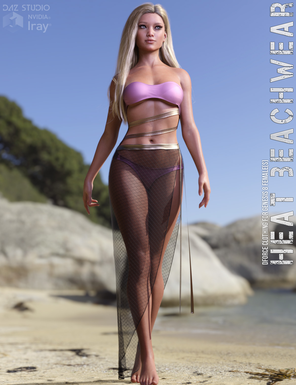 dForce Heat Beachwear for Genesis 8 Females by: Lilflame, 3D Models by Daz 3D