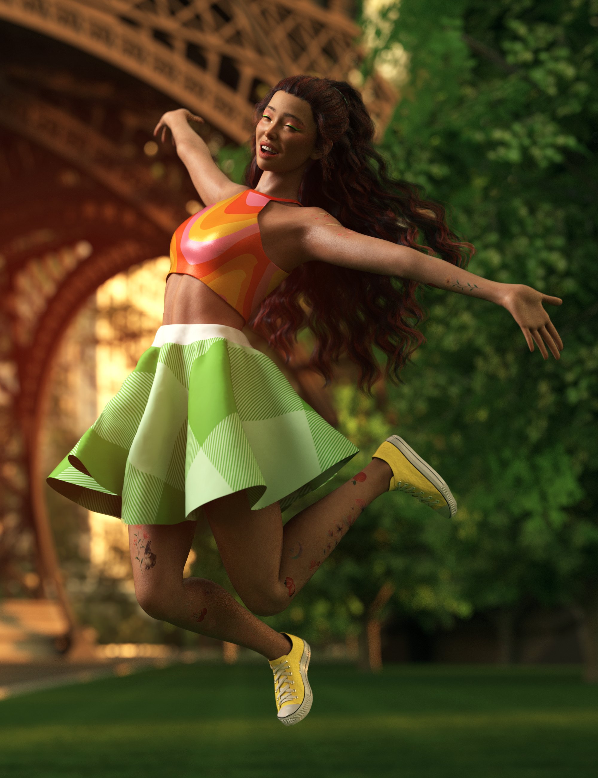 Joy Jump Poses for Genesis 9 and 8 Female by: 3D SugarCosmoXpression, 3D Models by Daz 3D