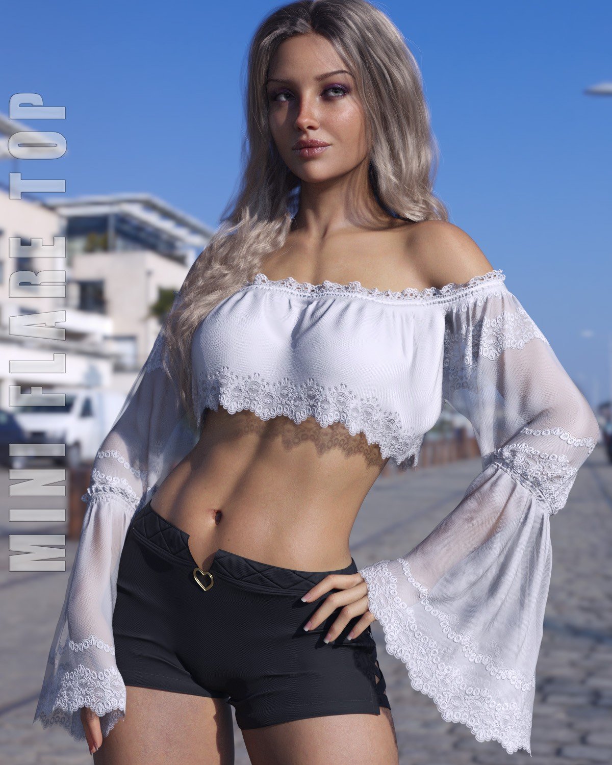 dForce Mini Flare Top Genesis 8-8.1F and G9 by: Lilflame, 3D Models by Daz 3D