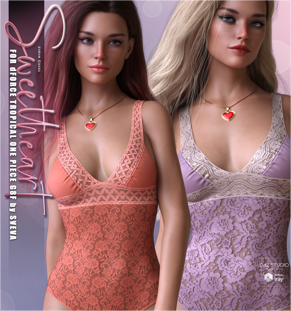 Sweetheart Textures for dForce Tropical One Piece G8F by: Sveva, 3D Models by Daz 3D