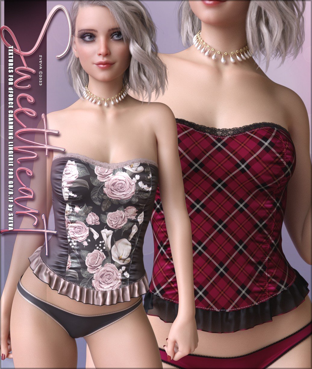 Sweetheart Textures for dForce Charming Lingerie II by: Sveva, 3D Models by Daz 3D