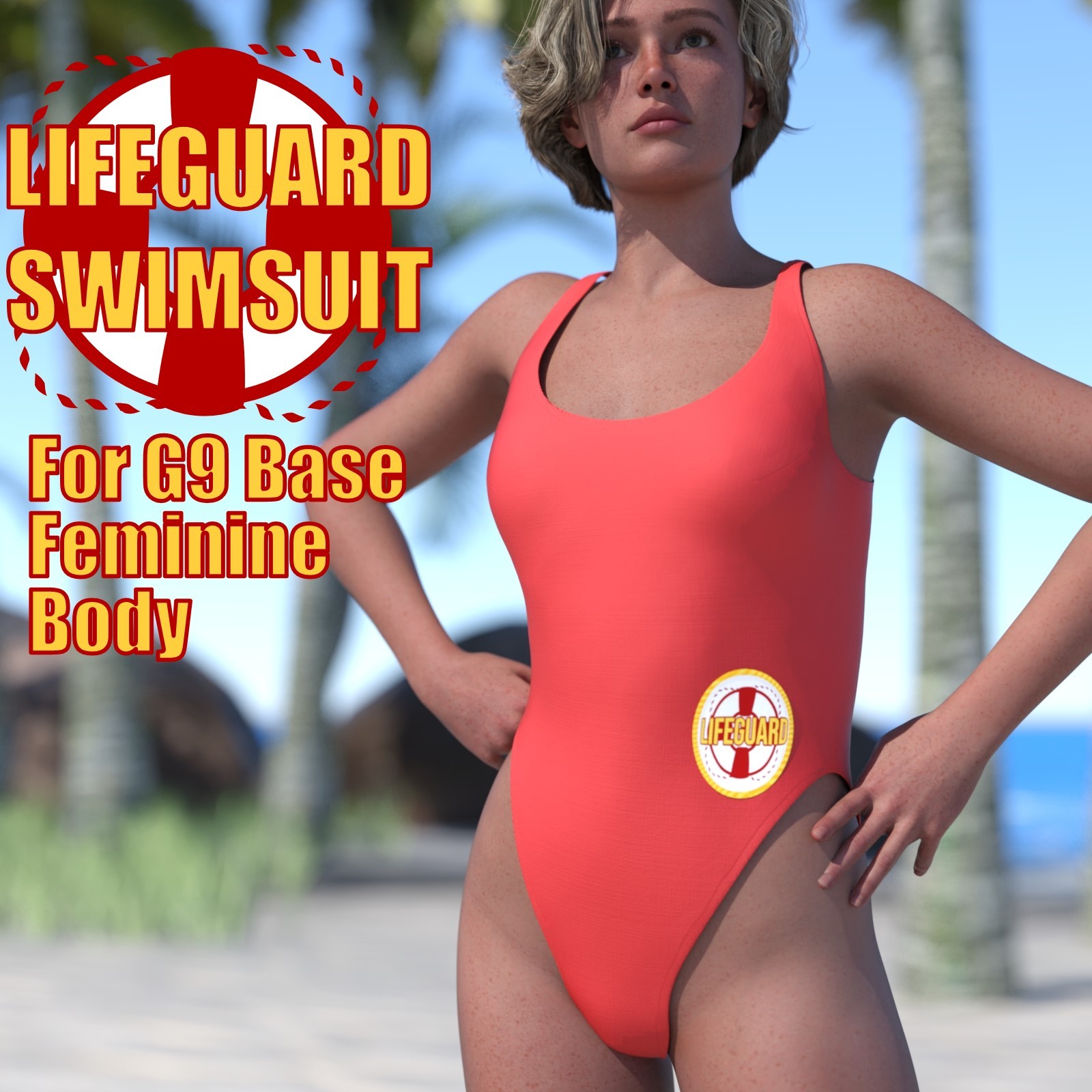 Lifeguard Swimsuit G9 - Optimized for Feminine Body Shape by: Chris Cox, 3D Models by Daz 3D