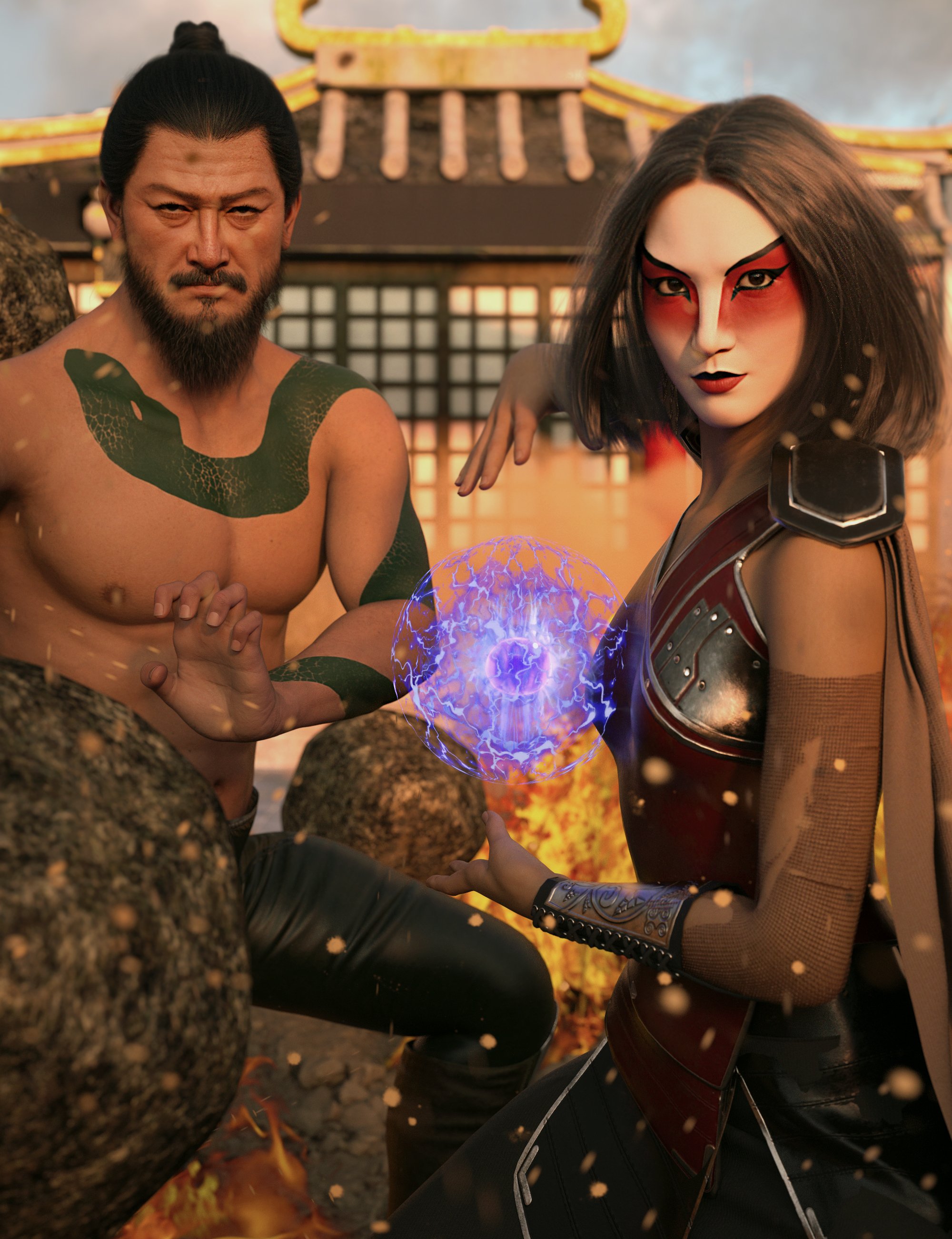 Elemental Guardians L.I.E War Paints, Tattoos and Marks for Genesis 9 by: 3D SugarStardust Angel, 3D Models by Daz 3D
