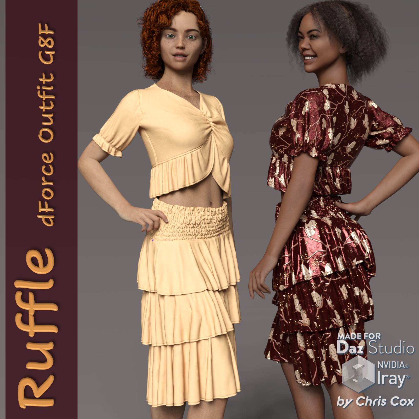 Ruffle dForce Outfit for G8F by: Chris Cox, 3D Models by Daz 3D